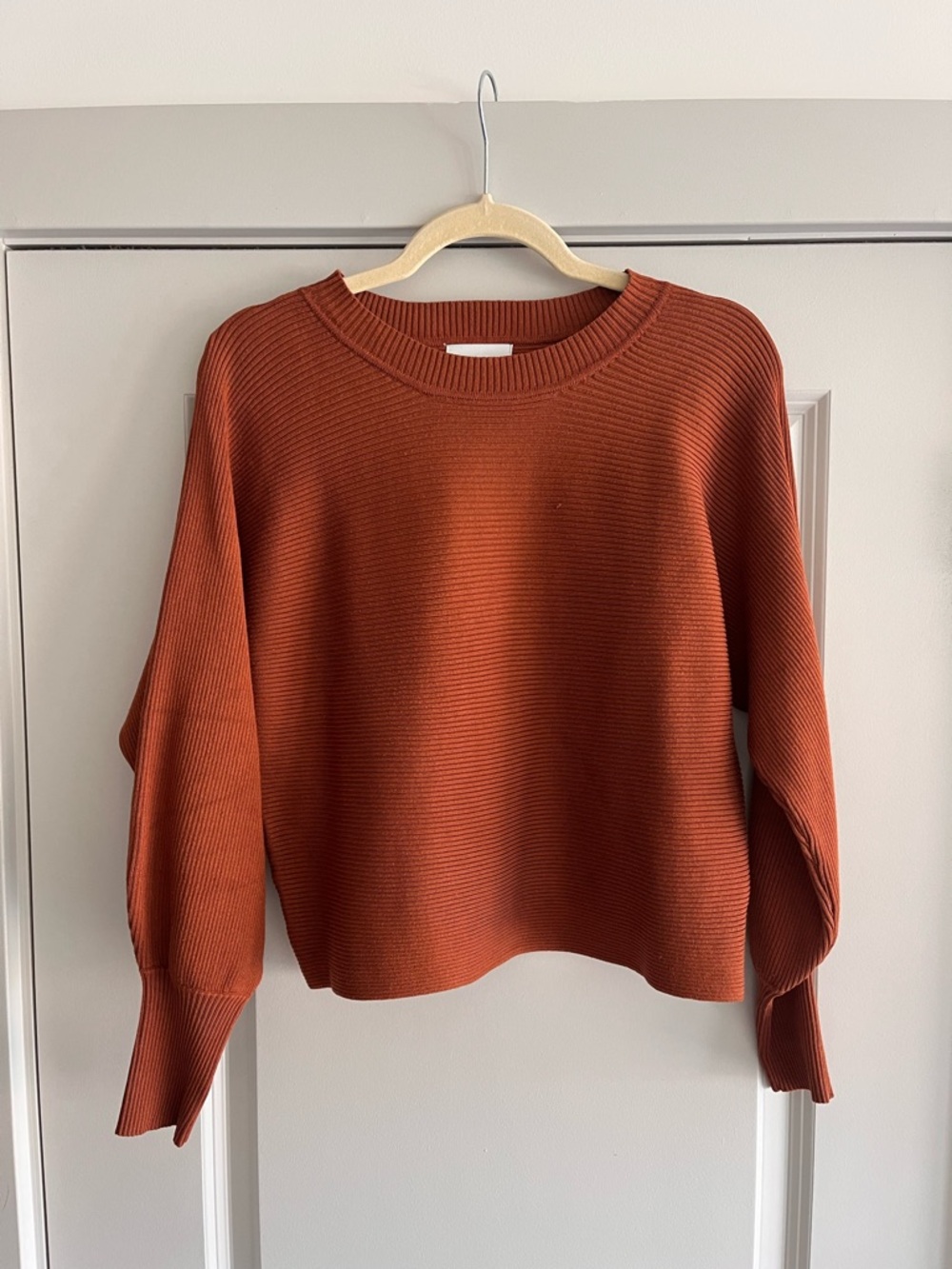 Pink Rose Rust Ribbed Crewneck Sweater